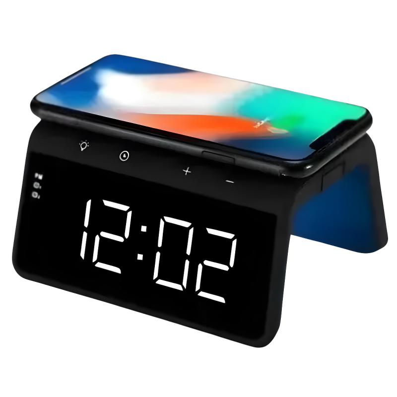 Carregador Indução + Relógio Despertador (PRETO)